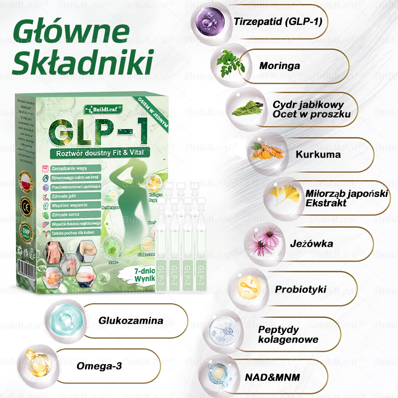 ✅BuildLeaf® GLP-1 8-w-1 Fit & Vital Rozwiązanie (Jednorazowe dziennie, widoczne zmiany w ciągu 7 dni) ✅ Otyłość, zdrowie sercowo-naczyniowe, cukrzyca, bezdech senny, zdrowie jelit, problemy ze stawami i inne.